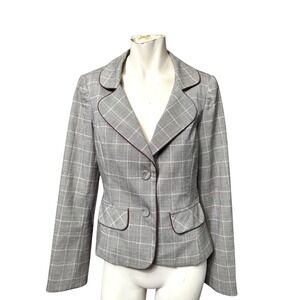 Y2K grey Plaid Blazer Jacket